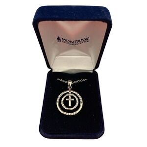 Montana‎ Silversmith Cross Pendant Necklace Floating Cross Crystal 18" NEW